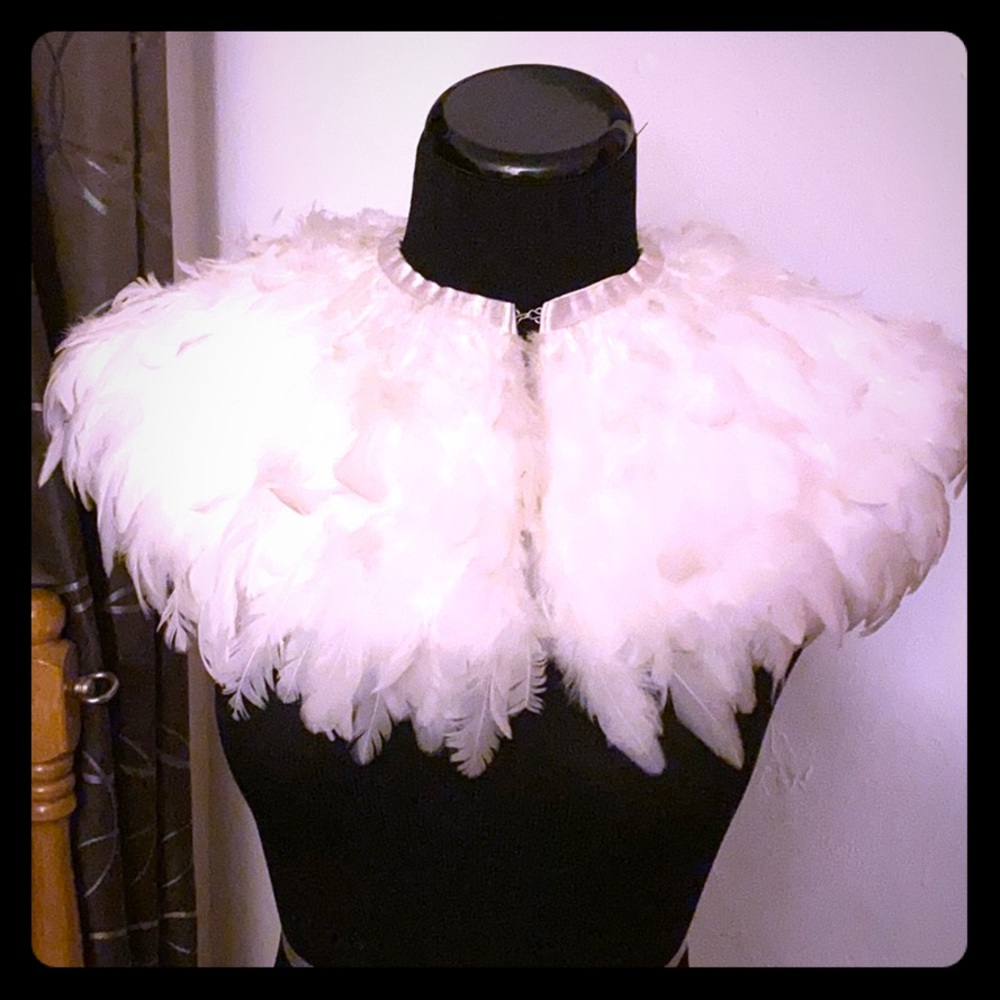 White Feather Wedding cowl shawl